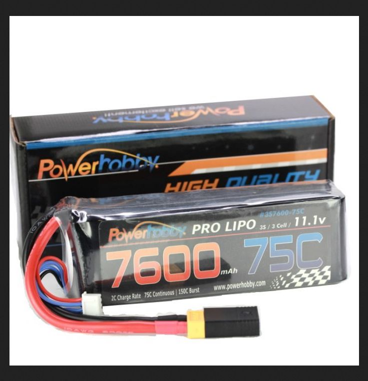 PHB3S760075XT60 Powerhobby 3s 11.1v 7600mah 75c Lipo Battery w XT60 Plug + Traxxas Adapter