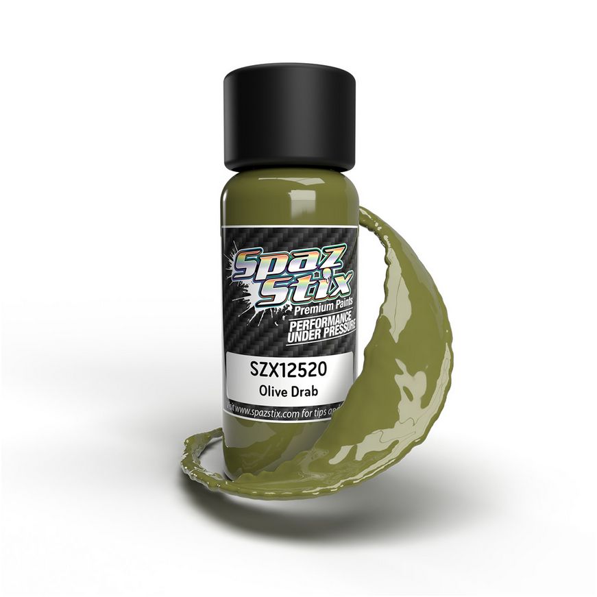 SZX12520 Spaz Stix Olive Drab Airbrush Ready Paint, 2oz Bottle