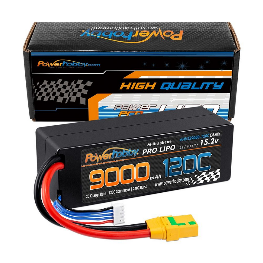 PHB4S9000120XT90 Power Hobby 4S 15.2V 9000mAh 120C Graphene LiPo Battery w/ XT90 Plug  120C Continous / 2400C Brust