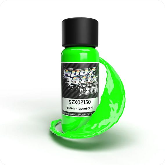 SZX02150 Spaz Stix Green Fluorescent Airbrush Ready Paint, 2oz Bottle SZX02150 Spaz Stix Green Fluorescent Airbrush Ready Paint, 2oz Bottle