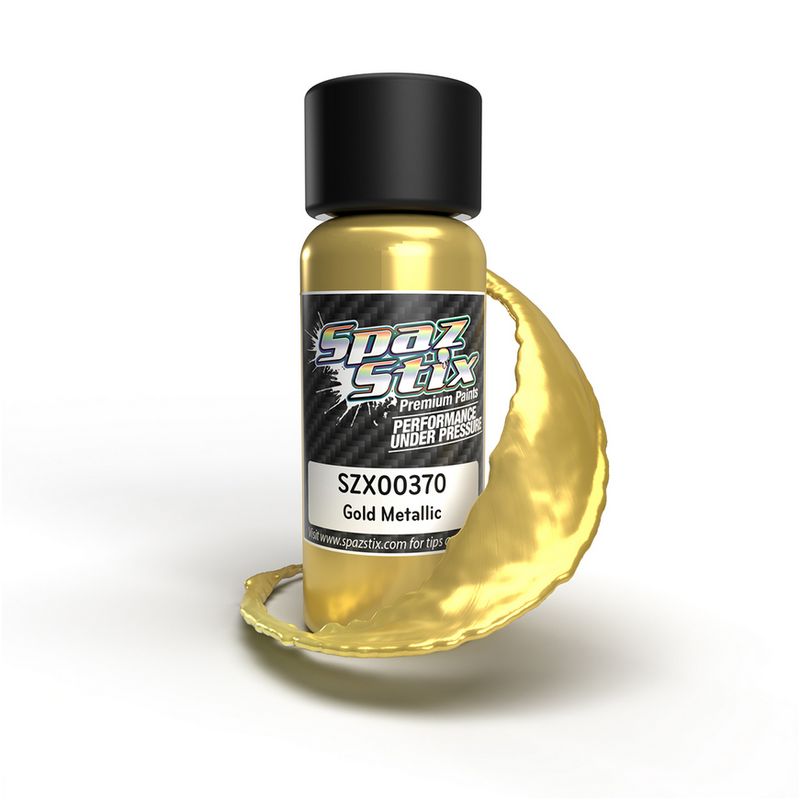 SZX00370 Spaz Stix Gold Metallic Airbrush Ready Paint, 2oz Bottle