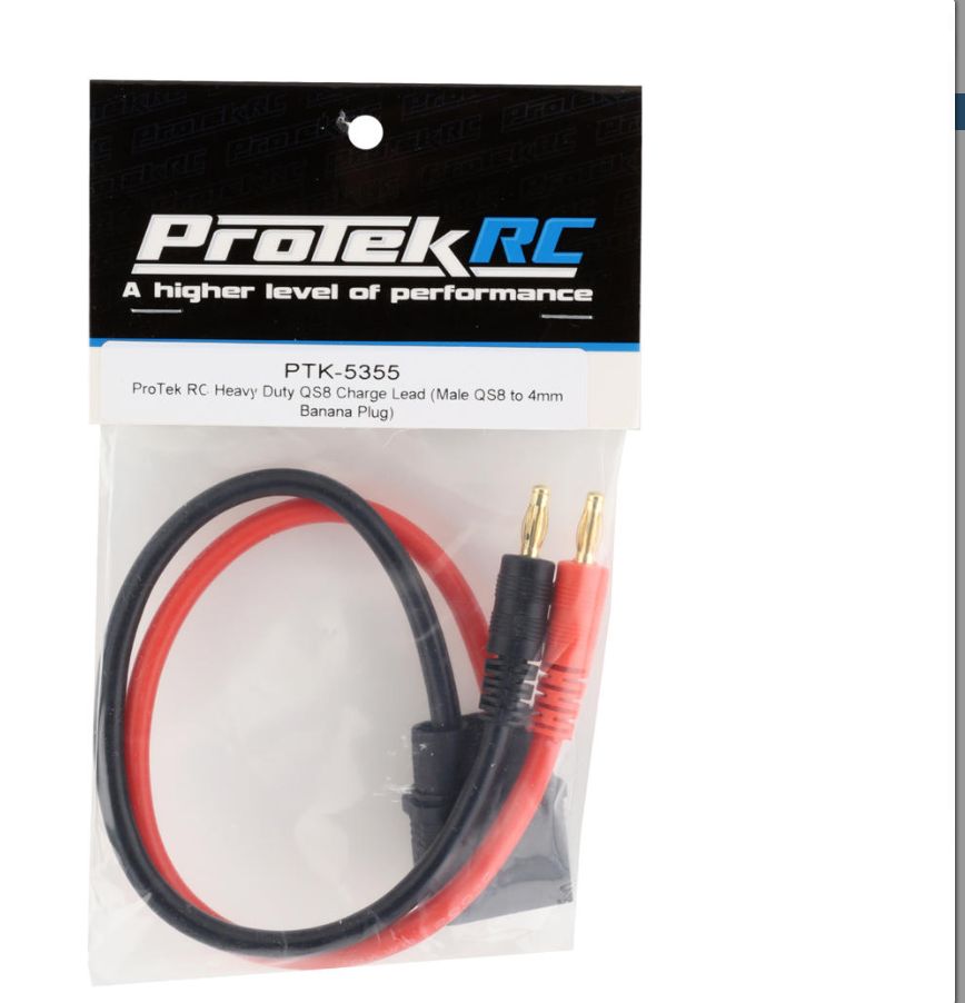 PTK-5355 ProTek Heavy Duty QS8 Charger Lead (Male QS8 to 4mm Banana Plug) PTK-5355 ProTek Heavy Duty QS8 Charger Lead (Male QS8 to 4mm Banana Plug)