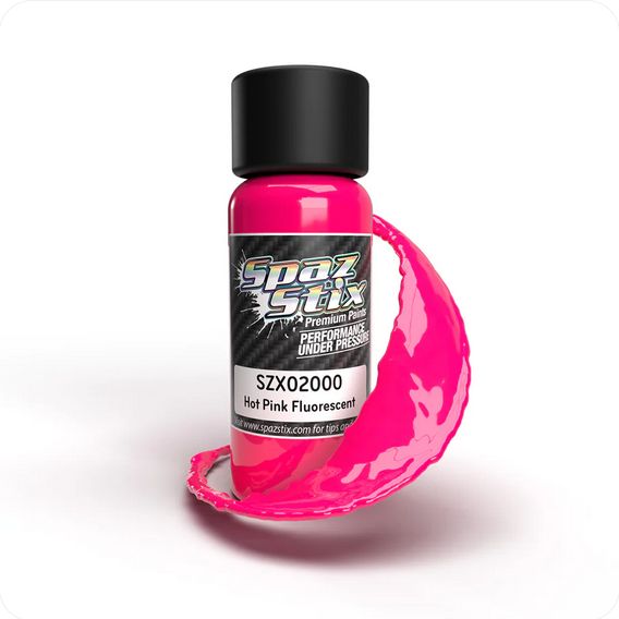 SZX02000 Spaz Stix Hot Pink Fluorescent Airbrush Ready Paint, 2oz Bottle