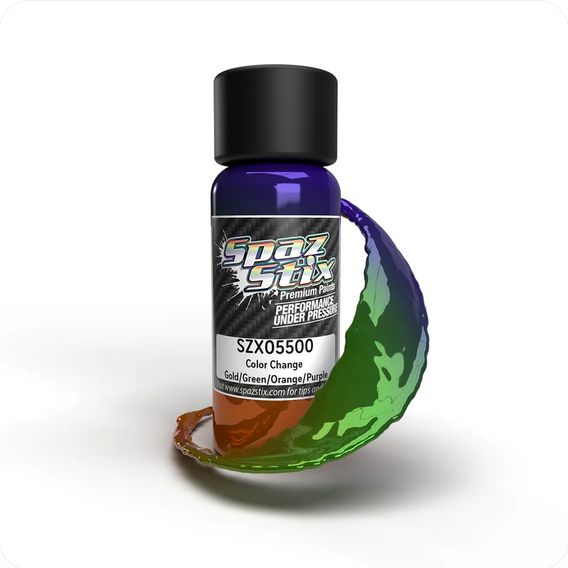 SZX05500 Spaz Stix Color Change Airbrush Ready Paint, Gold/Green/Orange/Purple, 2oz Bottle