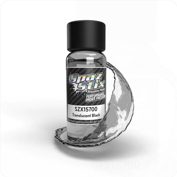 SZX15700 Spaz Stix Translucent Black Airbrush Ready Paint, for Window Tint/Drop Shadows, 2oz Bottle