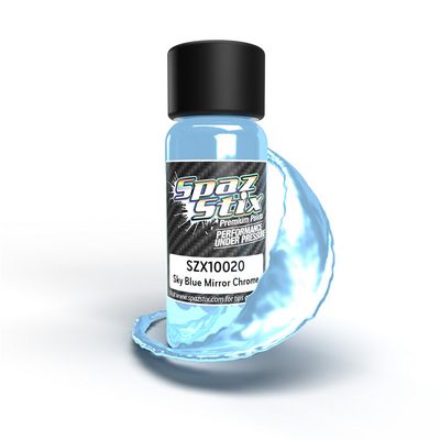 SZX10020 Spaz Stix Sky Blue Mirror Chrome Airbrush Ready Paint, 2oz Bottle