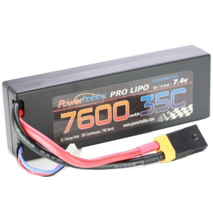 PHB2S760075XT60 Power Hobby 2S 7.4V 7600mAh 75C Lipo Battery w XT60 Plug + Adapter