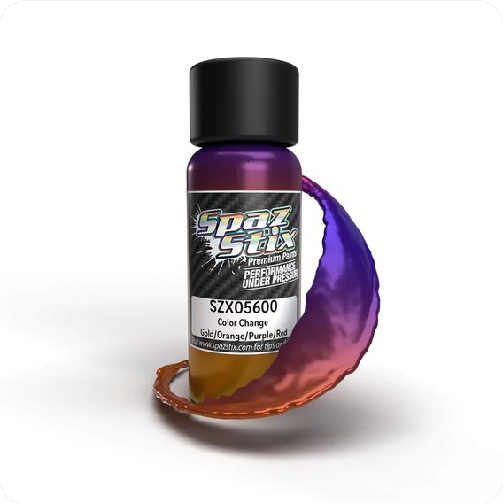 SZX05600 Spaz Stix Color Change Airbrush Ready Paint, Gold/Orange/Purple/Red, 2oz Bottle
