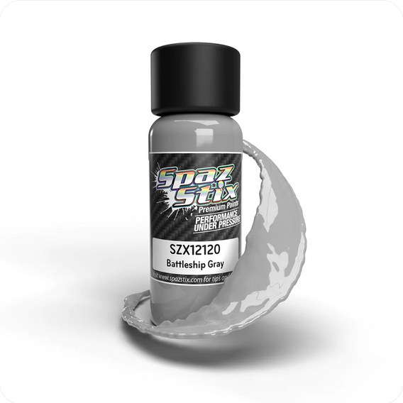 SZX12120 Spaz Stix Battleship Gray Airbrush Ready Paint, 2oz Bottle