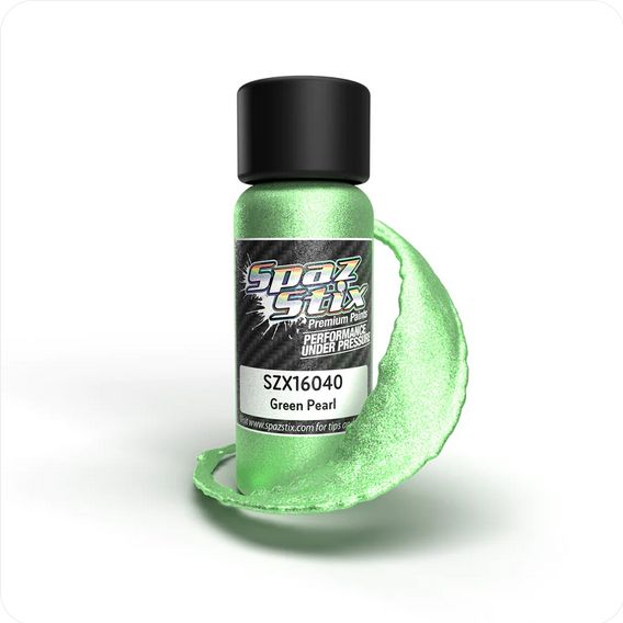 SZX16040 Spaz Stix Green Pearl Airbrush Ready Paint, 2oz Bottle SZX16040 Spaz Stix Green Pearl Airbrush Ready Paint, 2oz Bottle