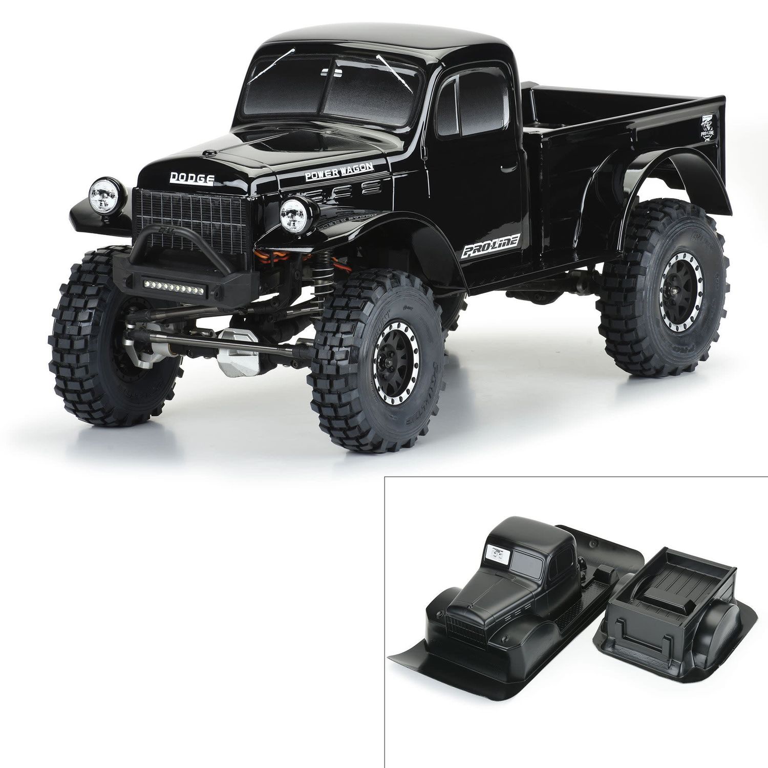 PRO349918 Pro-Line 1/10 1946 Dodge Power Wagon Black Body 12.3" (313mm) WB Crawlers