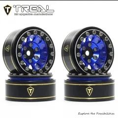 TREAL 1.0 Beadlock Wheels 12 Spokes Classic Rims (4P) for SCX24 AX24 FCX24 TRX4M 1/24 1/18 Crawler Car-Type I Blue