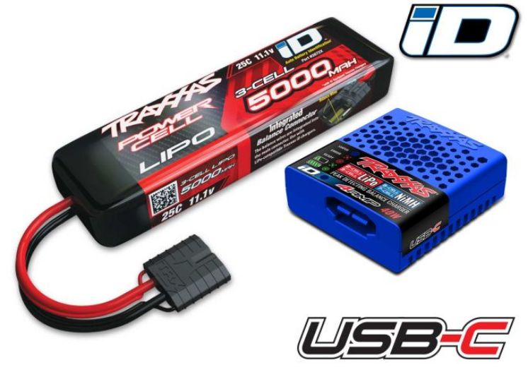 TRA2985-3S Traxxas Battery/charger completer pack (includes #2985 charger (1), #2872X 5000mAh 11.1V 3-cell 25C LiPo iD® Battery (1))