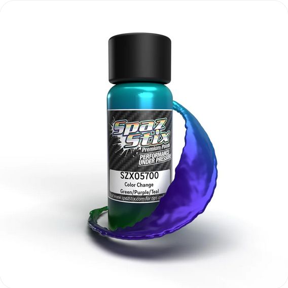 SZX05700 Spaz Stix Color Change Airbrush Ready Paint, Green/Purple/Teal, 2oz Bottle