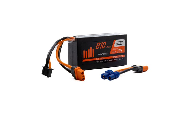 SPMX8102SH2 Spektrum 810mAh 2S 7.4V 50C Mini LiPo; IC2
