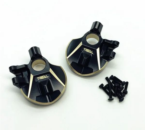 TREAL Brass Front Inner Portal Covers Steering Knuckles 93g for Axial Capra UTB/SCX10 III Black-Type A