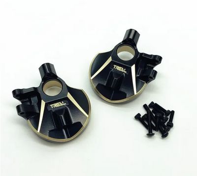 TREAL Brass Front Inner Portal Covers Steering Knuckles 93g for Axial Capra UTB/SCX10 III Black-Type A