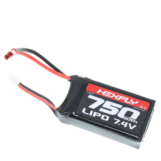 RER31100 Hexfly 2 cell 7.4v 750mah Lipo Battery w/ JST connector