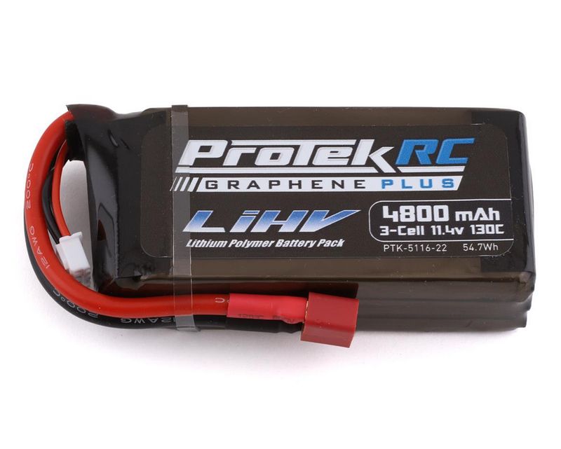 PTK-5116-22 ProTek RC 3S 130C Low IR Si-Graphene + HV Shorty LiPo Battery (11.4V/4800mAh) Crawler Pack w/T-Style Plug