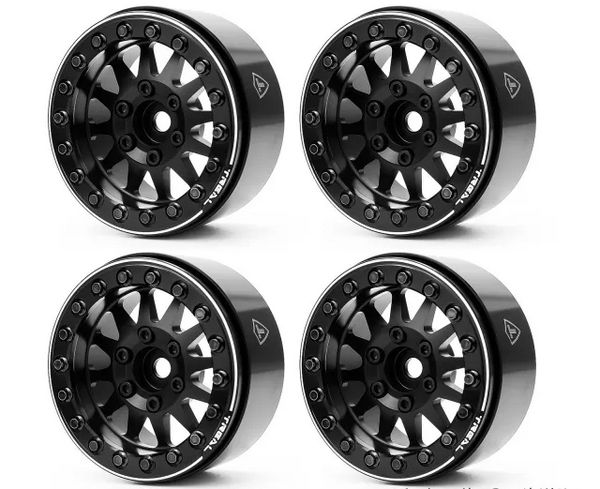 E-01-C4 Treal 1.9 beadlock wheels (4P-Set) Alloy Crawler Wheels for 1:10 RC Scale Truck -Type D Black