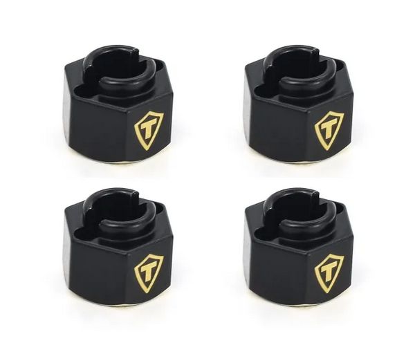 TREAL Brass Wheel Hubs 7mm*6mm Hex, 1g/pc (4pcs) for 1/18 TRX4M Defender and Bronco (Black)