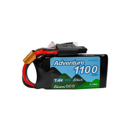 GEA112S35JGT Gens Ace 1100mAh 2S 35C 7.4V G-tech Adventure Lipo Battery Pack with JST-PHR Plug
