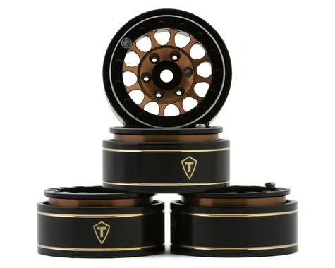 TREAL 1.0 Beadlock Wheels 12 Spokes Classic Rims (4P) for SCX24 AX24 FCX24 TRX4M 1/24 1/18 Crawler Car-Type I Bronze