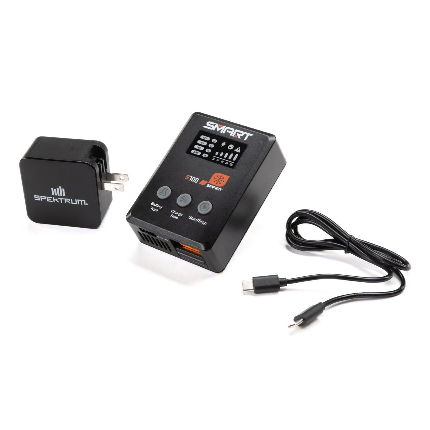SPMXC2090C Spektrum S100 1x100W USB-C Smart Charger, 65W USB-C GaN Power Supply Combo