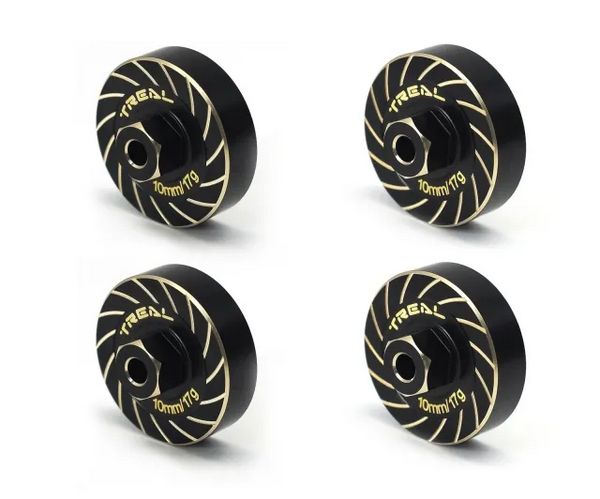 X003K9N23B TREAL Brass Extended Wheel Hubs 7mm*10mm Hex, Axle Counter Weight 17g/pc (4pcs) Wheel Spacer for 1/18 TRX4M (Black)
