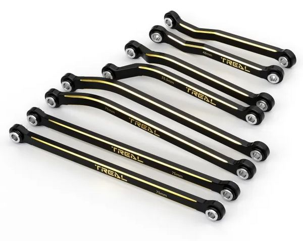 TREAL TRX-4M Brass High Clearance Chassis Links Upper and Lower Linkages Set (8pcs) for 1/18 TRX4M TRX4MT K10 F150 High Trail