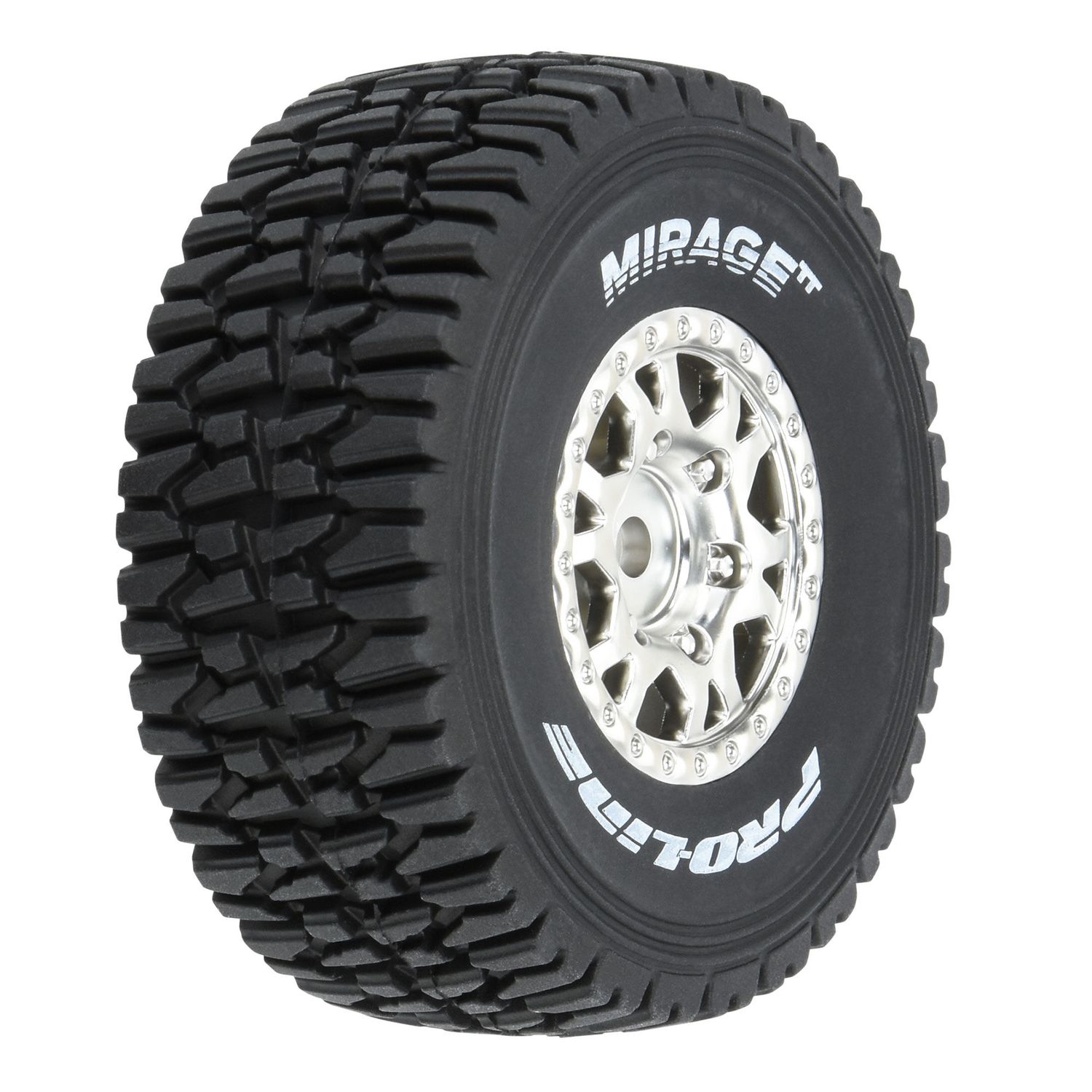 PRO1025310 Pro-Line Racing 1/16 Mirage TT F/R Tires MTD 12mm Silver Impulse (4): Mojave Grom