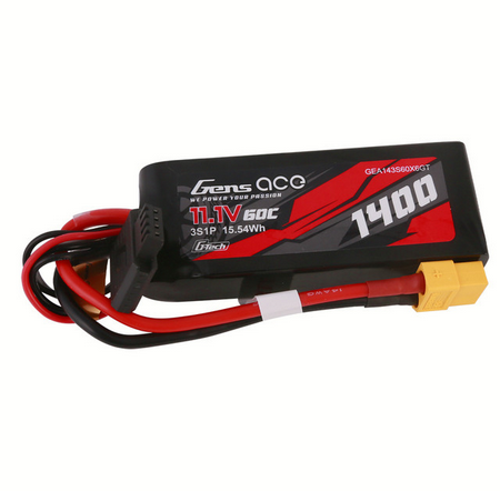 GEA143S60X6GT Gens ace 1400mAh 11.1V 60C 3S1P G-tech Lipo Battery Pack with XT60 Plug