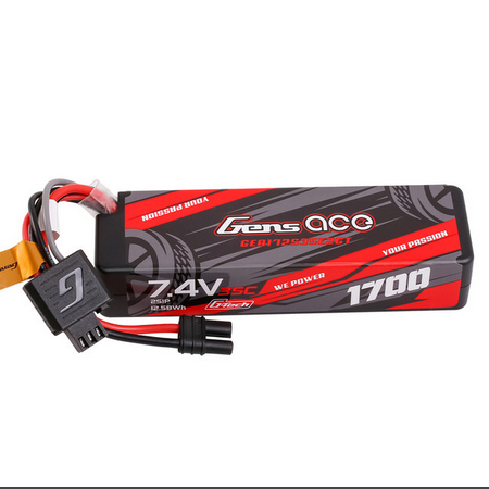 GEA172S35E2GT Gens ace 1700mAh 2S 35C 7.4V G-Tech Hardcase Lipo Battery with IEC2 Plug