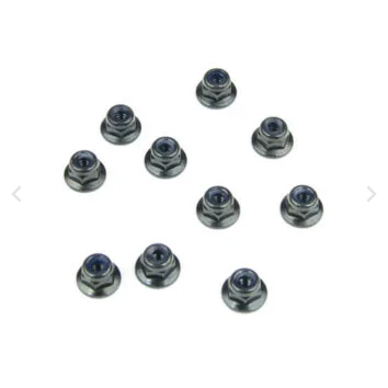 TKR1211 Tekno RC M3 Locknuts (flanged, black, 10pcs)