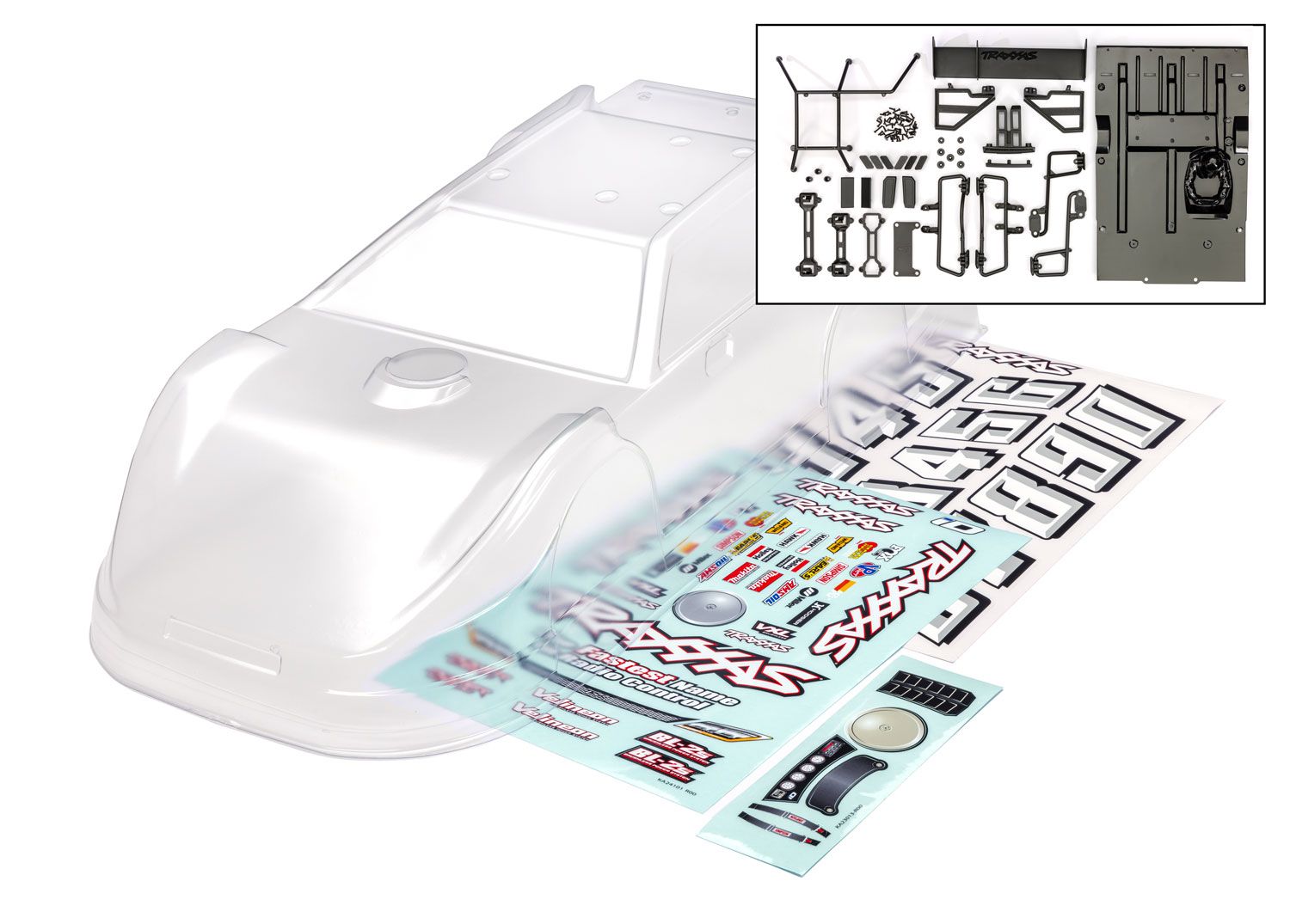 TRA10423 Traxxas Body, Late Model, Clear w/Plastic