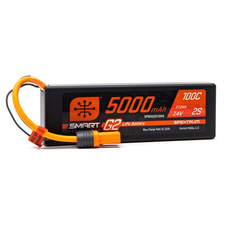 SPMX52S100H5 Spektrum 7.4V 5000mAh 2S 100C Smart G2 Hardcase LiPo Battery: IC5