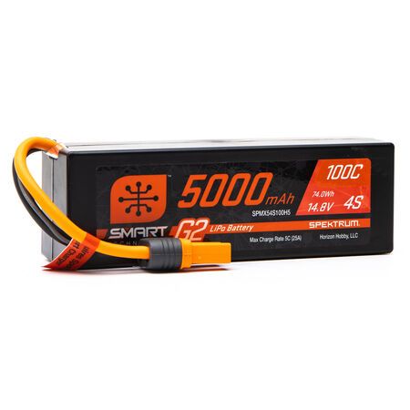 SPMX54S100H5 Spektrum 14.8V 5000mAh 4S 100C Smart LiPo G2 Hard Case: IC5