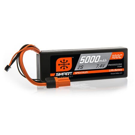 SPMX50002S100H5 Spectrum 5000mAh 2S 7.4V 100C Smart LiPo Hardcase; IC5