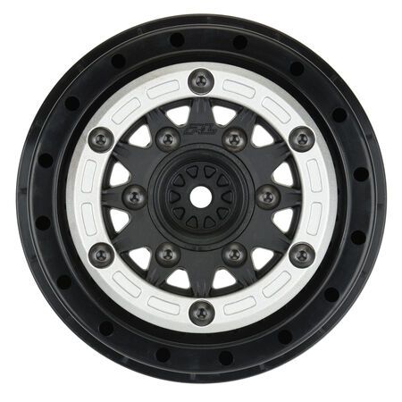 PRO281103 Pro-Line Racing 1/10 Raid Bead-Loc Fr/Rr 2.2"/3.0" 12 & 14mm SC Wheels (2) Silvr/Blk