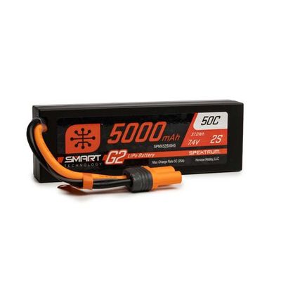 SPMX52S50H5 Spektrum 7.4V 5000mAh 2S 50C Smart LiPo G2 Hard Case: IC5