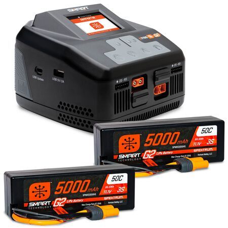 SPMXPSS650 Spektrum Smart Powerstage 6S Surface Bundle: (2) G2 5000mAh 3S LiPo IC5 & S2100 Charger