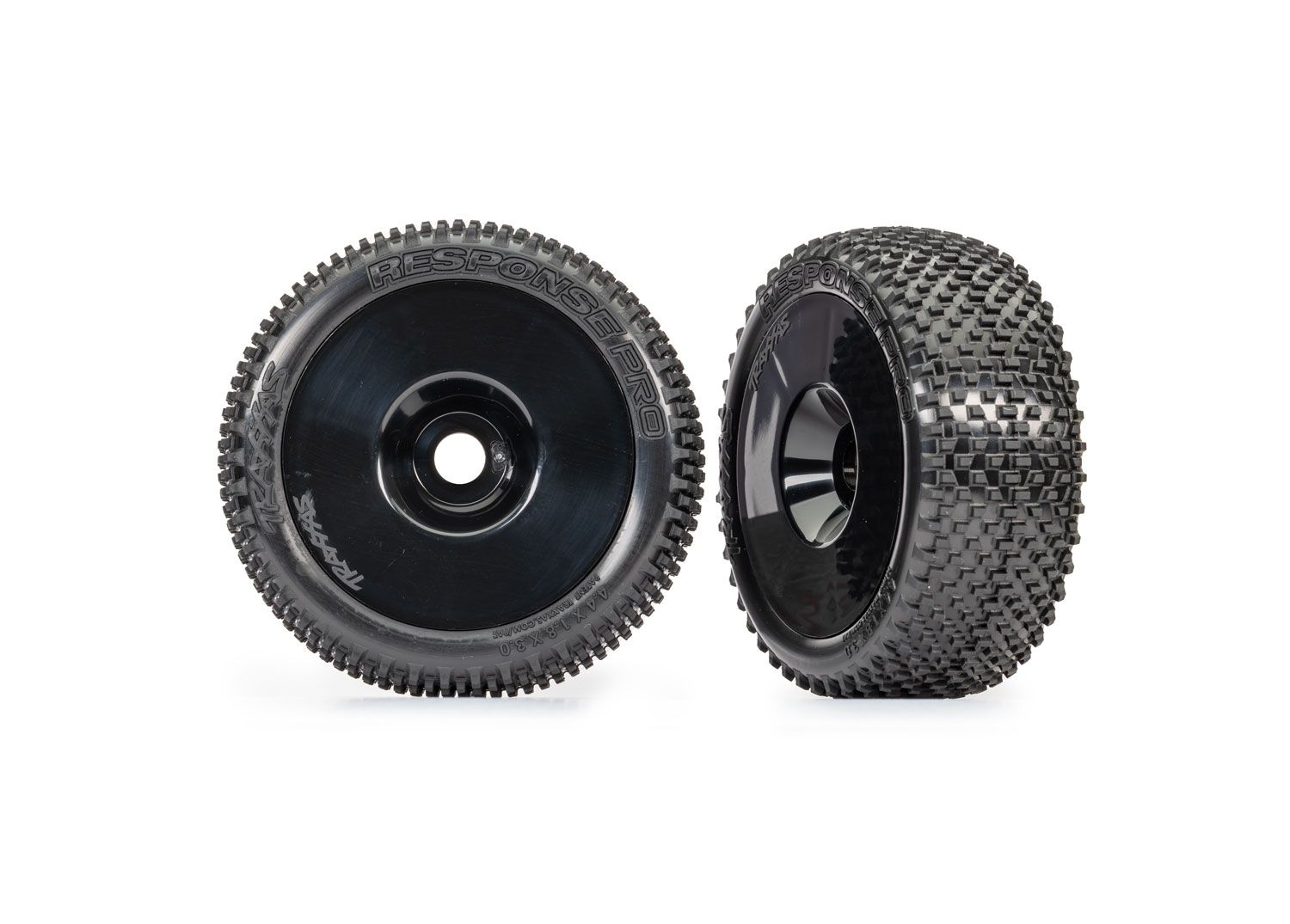TRA9074-BLK Traxxas 3.0" Black Dished Wheels w/ Response Pro Tires (2)