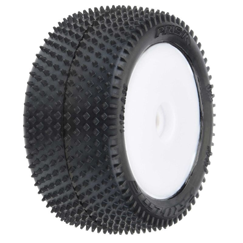 PRO829713 Pro-Line Racing Prism Carpet Tires MTD White Mini-B Rear