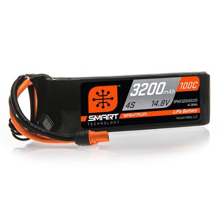 SPMX32004S100 Spektrum 3200mAh 4S 14.8V 100C Smart LiPo Battery; IC3