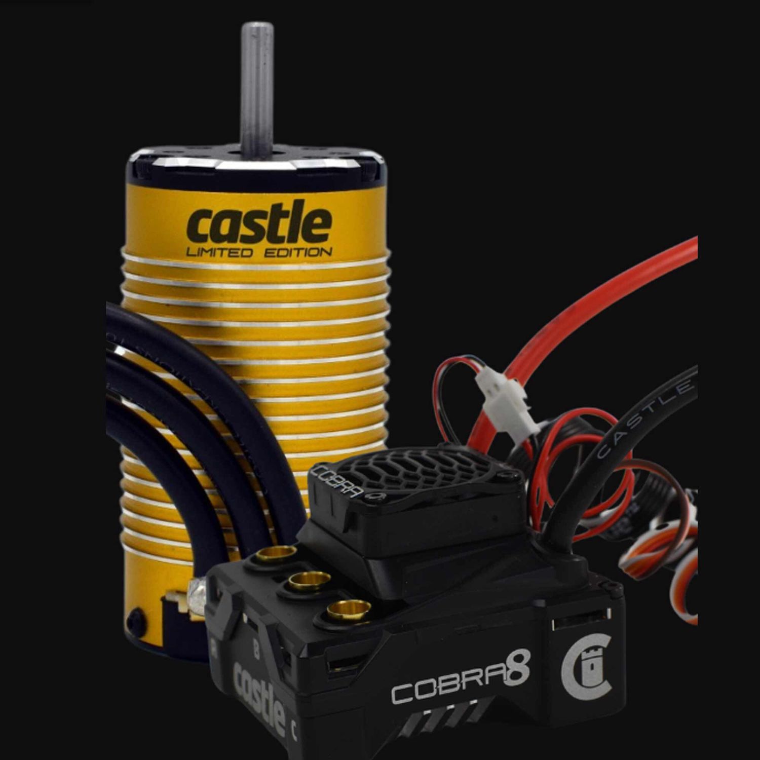 CSE010-0172-04  Castle Creations Cobra 8 6S 1/8 Scale Brushless Motor & ESC Combo (2200Kv) w/1515 V2 Sensored Motor (Limited Edition Gold)