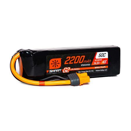 SPMX224S50 Spektrum 2200mAh 4S 14.8V Smart G2 LiPo 50C; IC3