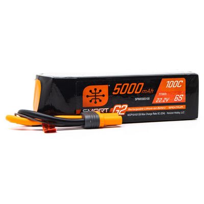 SPMX56S100 Spektrum 22.2V 5000mAh 6S 100C Smart G2 LiPo Battery: IC5