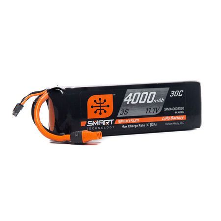 SPMX40003S30 Spektrum 4000mAh 3S 11.1V Smart LiPo Battery 30C; IC3