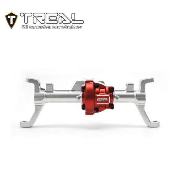 TREAL Aluminum 7075 Front Axle Housing w C Hubs CNC Billet Machined One-Piece for Redcat GEN9 & Ascent Crawler Silver