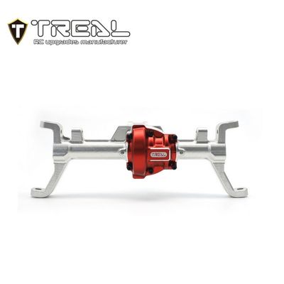 TREAL Aluminum 7075 Front Axle Housing w C Hubs CNC Billet Machined One-Piece for Redcat GEN9 & Ascent Crawler Silver